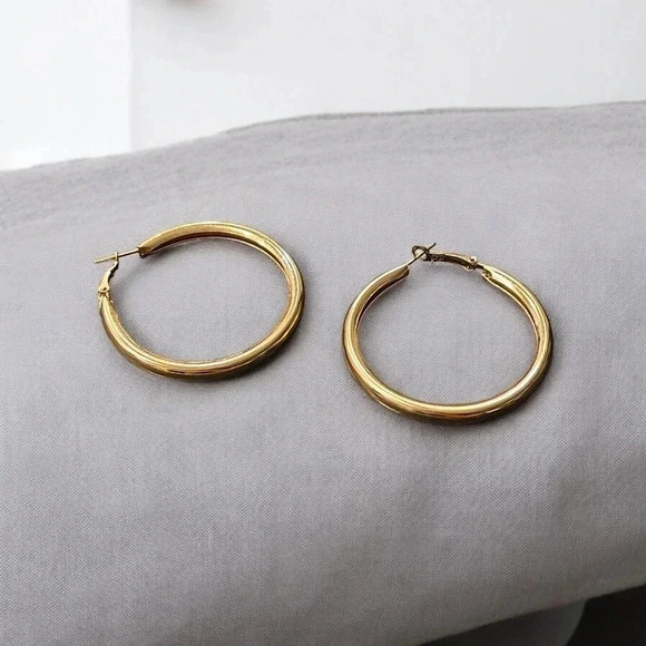 Gold Plated Hoop Earrings - Picture 1 of 3